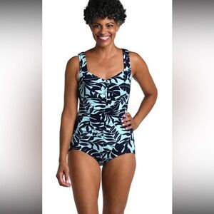 Maxine Of Hollywood Women's Spa Shirred Girl Leg One Piece Swimsuit NWT 8